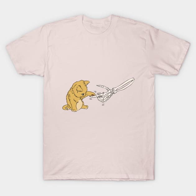 Cat playing with a skeleton T-Shirt by ahstud 